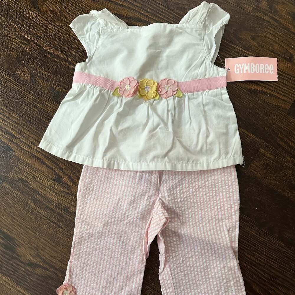 Gymboree 2 Piece Set, Pink & White 3-6 Months